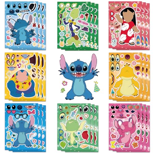 GOACRS Kinder Sticker Set, 24 Blätter DIY Make-a-Face Kleine Aufkleber, Wasserfeste Niedliche Cartoon Mini Stickers für Scrapbooking, Kindergeburtstag Party Mitgebsel und Jungen Mädchen Geschenke von GOACRS
