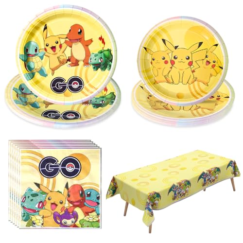 GOACRS Partygeschirr Set, 41 Stück Cartoon Anime Pappgeschirr mit Pappteller Servietten Tischdecke, Bunte Papier Teller, Kinder Geburtstag Party Geschirr Tischdeko Zubehör für 10 Personen GOACRS Partygeschirr Set, 41 Stück Cartoon Anime Pappgeschirr mit Pappteller Servietten Tischdecke, Bunte Papier Teller, Kinder Geburtstag Party Geschirr Tischdeko Zubehör für 10 Personen von GOACRS