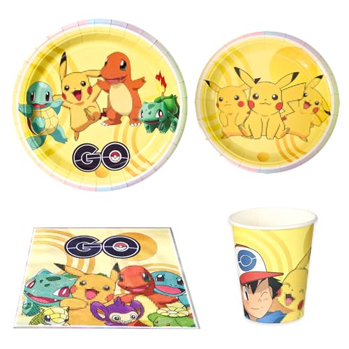 GOACRS Partygeschirr Set, 80 Stück Cartoon Anime Pappgeschirr mit Pappteller Pappbecher Servietten, Bunte Papier Teller Becher, Kinder Geburtstag Party Geschirr Tischdeko Zubehör für 20 Gäste GOACRS Partygeschirr Set, 80 Stück Cartoon Anime Pappgeschirr mit Pappteller Pappbecher Servietten, Bunte Papier Teller Becher, Kinder Geburtstag Party Geschirr Tischdeko Zubehör für 20 Gäste von GOACRS