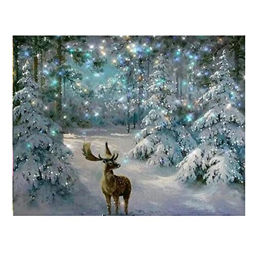 4er-Pack Kreuzstich-KitsLandschaft Hirsch Baum Kreuzstich Diy Stickerei Full Kit Handarbeit Hobby Stricken Malen Verschiedenes Design 14Ct 40 * 50Cm Stickerei-Kit Kunst und Handwerk für Wohnkultu von GOBBIS