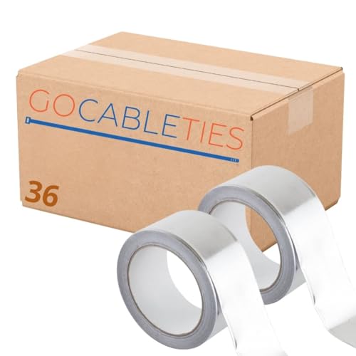 GOCABLETIES Aluminium Klebeband 36 Rollen, 48 mm x 25 m, selbstklebendes Alu Klebeband, Aluklebeband hitzebeständig Band zum Versiegeln, Reparieren und Isolieren, Wasserbeständig Alu Klebeband von GOCABLETIES