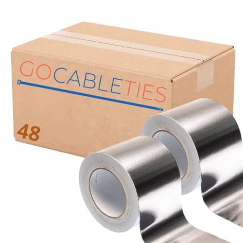 GOCABLETIES Breites Aluminium Klebeband, 100 mm x 50 m, selbstklebendes Alu Klebeband, silber, Wasser- und hitzebeständig Band zum Versiegeln, Reparieren und Isolieren, 48 Rollen von GOCABLETIES