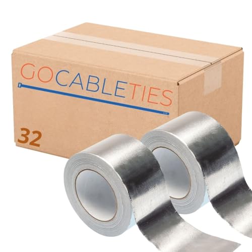 GOCABLETIES Breites Aluminium Klebeband, 75 mm x 50 m, selbstklebendes Alu Klebeband, silber, Wasser- und hitzebeständig Band zum Versiegeln, Reparieren und Isolieren, 32 Rollen GOCABLETIES Breites Aluminium Klebeband, 75 mm x 50 m, selbstklebendes Alu Klebeband, silber, Wasser- und hitzebeständig Band zum Versiegeln, Reparieren und Isolieren, 32 Rollen von GOCABLETIES