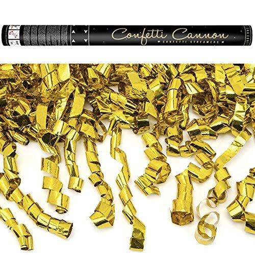 5 Konfettikanonen Luftschlangen 40 oder 60 cm gold silber metallic Party Hochzeit Geburtstag Silvester Konfetti Kanone, Farbe:Gold, Größe:60 cm von Godan