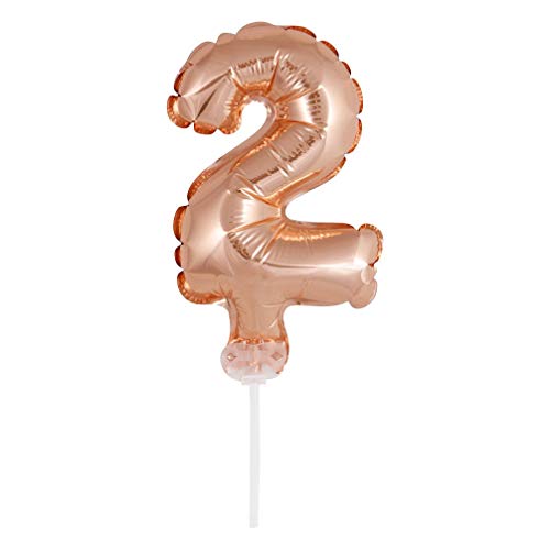 GODAN Folienballon Topper Tortenaufsatz Zahl 13 cm Rose Gold (Zahl 2) von GODAN