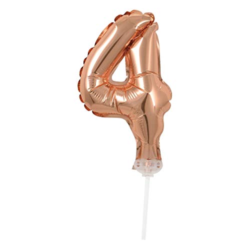 GODAN Folienballon Topper Tortenaufsatz Zahl 13 cm Rose Gold (Zahl 4) von GODAN