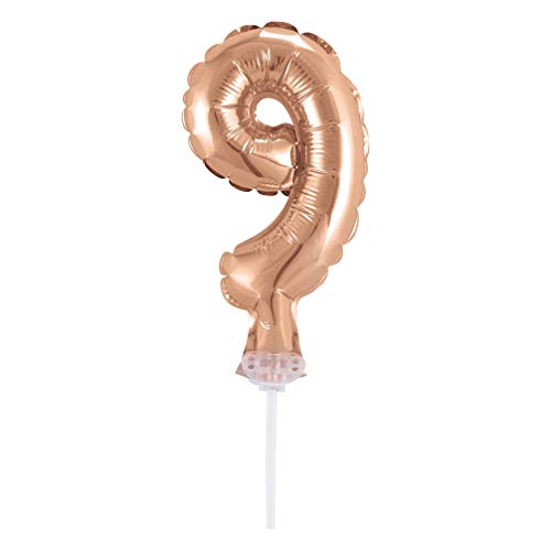 GODAN Folienballon Topper Tortenaufsatz Zahl 13 cm Rose Gold (Zahl 9) von GODAN