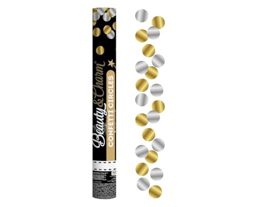 Godan Konfettikanone Gold Silber Kreise 40 cm von Godan