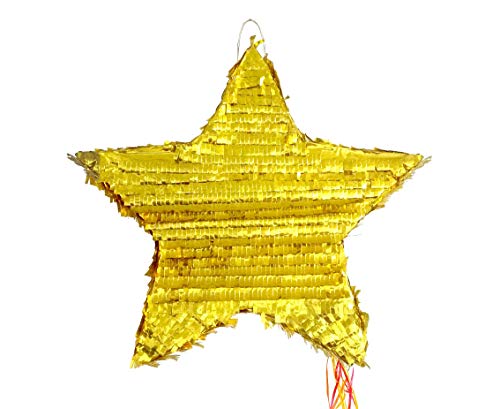 GODAN Pinata zum Aufhängen Partydeko Stern Gold Geburtstagsspiel 45 cm von GODAN