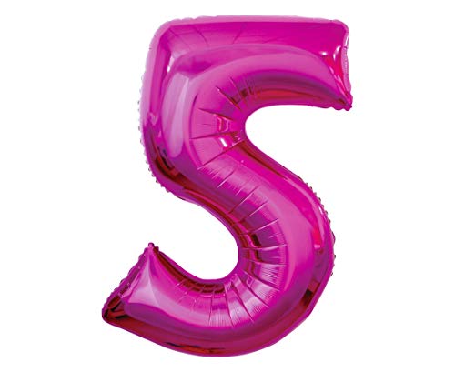 GoDan Luftballons Zahlen 0-9 Rosa, in XXL-Größe 92 cm, Folienballon mit einem selbstschließenden Ventil, Zimmer- und Raumdekoration beim Geburtstag, Jubiläum, Jahrestag, Hochzeitstag (Zahl 5 Rosa) von GODAN