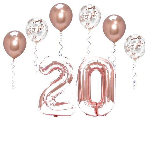 Folienballons für Paten, 101,6 cm, mit 6 Chrom- und 6 Konfetti-Heliumballons für Kinder und Erwachsene, Party, romantische Anlässe, Jubiläumsdekorationsset (Roségold, Nummer 16) von GODFATHER LTD PARTY EVERY DAY