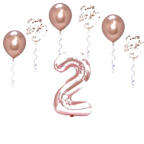 Folienballons für Paten, 101,6 cm, mit 6 Chrom- und 6 Konfetti-Heliumballons für Kinder und Erwachsene, Party, romantische Anlässe, Jubiläumsdekorationsset (Roségold, Nummer 2) von GODFATHER LTD PARTY EVERY DAY