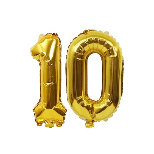 Folienballons für Paten, 40,6 cm, für Kinder und Erwachsene, Geburtstag, Jahrestag, Party-Dekorationen, Zubehör für den Heimgebrauch (Gold, Nummer 10) von GODFATHER LTD PARTY EVERY DAY
