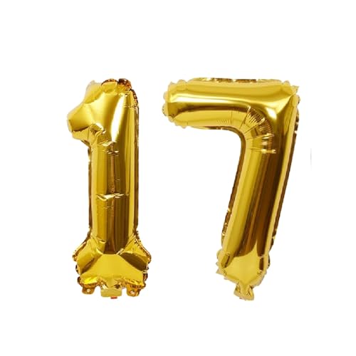 Folienballons für Paten, 40,6 cm, für Kinder und Erwachsene, Geburtstag, Jahrestag, Party-Dekorationen, Zubehör für den Heimgebrauch (Gold, Nummer 17) von GODFATHER LTD PARTY EVERY DAY