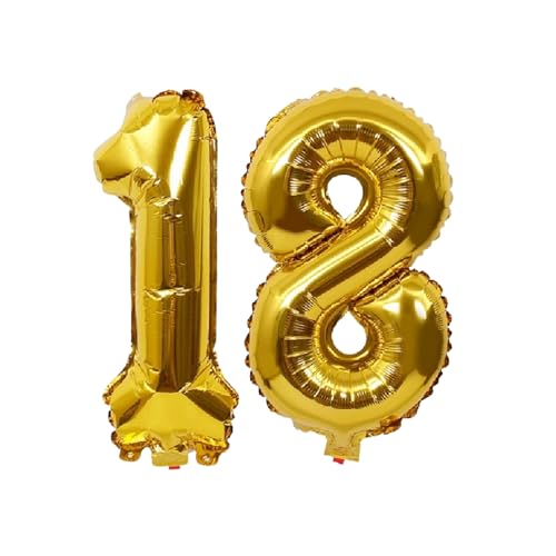 Folienballons für Paten, 40,6 cm, für Kinder und Erwachsene, Geburtstag, Jahrestag, Party-Dekorationen, Zubehör für den Heimgebrauch (Gold, Nummer 18) von GODFATHER LTD PARTY EVERY DAY