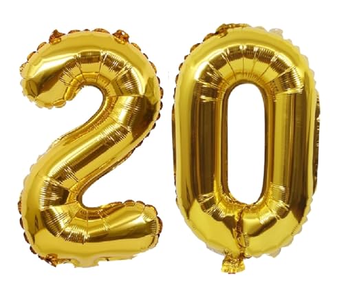 Folienballons für Paten, 40,6 cm, für Kinder und Erwachsene, Geburtstag, Jahrestag, Party-Dekorationen, Zubehör für den Heimgebrauch (Gold, Nummer 20) von GODFATHER LTD PARTY EVERY DAY