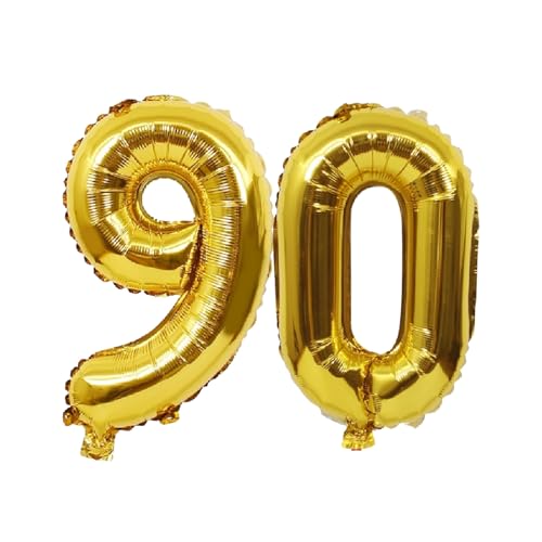 Folienballons für Paten, 40,6 cm, für Kinder und Erwachsene, Geburtstag, Jahrestag, Party-Dekorationen, Zubehör für den Heimgebrauch (Gold, Nummer 90) von GODFATHER LTD PARTY EVERY DAY
