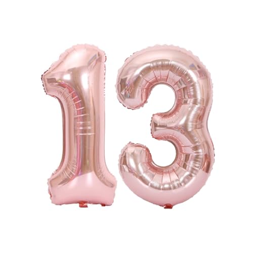Folienballons für Paten, 40,6 cm, für Kinder und Erwachsene, Geburtstag, Jahrestag, Party-Dekorationen, Zubehör für den Heimgebrauch (Rosa, Nummer 13) von GODFATHER LTD PARTY EVERY DAY