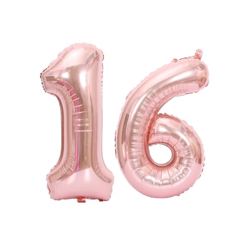 Folienballons für Paten, 40,6 cm, für Kinder und Erwachsene, Geburtstag, Jahrestag, Party-Dekorationen, Zubehör für den Heimgebrauch (Rosa, Nummer 16) von GODFATHER LTD PARTY EVERY DAY