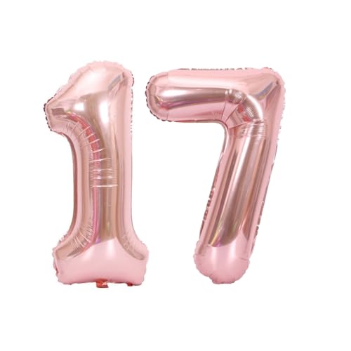Folienballons für Paten, 40,6 cm, für Kinder und Erwachsene, Geburtstag, Jahrestag, Party-Dekorationen, Zubehör für den Heimgebrauch (Rosa, Nummer 17) von GODFATHER LTD PARTY EVERY DAY
