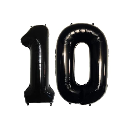 Folienballons für Paten, 40,6 cm, für Kinder und Erwachsene, Geburtstag, Jahrestag, Party-Dekorationen, Zubehör für den Heimgebrauch (Schwarz, Nummer 10) von GODFATHER LTD PARTY EVERY DAY