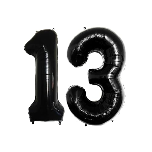 Folienballons für Paten, 40,6 cm, für Kinder und Erwachsene, Geburtstag, Jahrestag, Party-Dekorationen, Zubehör für den Heimgebrauch (Schwarz, Nummer 13) von GODFATHER LTD PARTY EVERY DAY