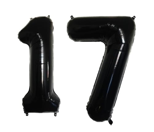 Folienballons für Paten, 40,6 cm, für Kinder und Erwachsene, Geburtstag, Jahrestag, Party-Dekorationen, Zubehör für den Heimgebrauch (Schwarz, Nummer 17) von GODFATHER LTD PARTY EVERY DAY