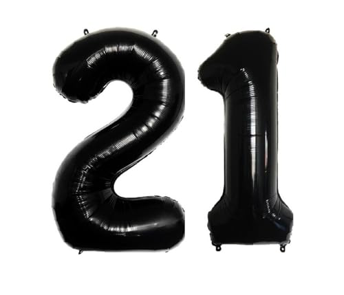 Folienballons für Paten, 40,6 cm, für Kinder und Erwachsene, Geburtstag, Jahrestag, Party-Dekorationen, Zubehör für den Heimgebrauch (Schwarz, Nummer 21) von GODFATHER LTD PARTY EVERY DAY