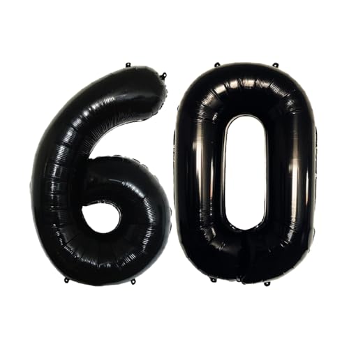 Folienballons für Paten, 40,6 cm, für Kinder und Erwachsene, Geburtstag, Jahrestag, Party-Dekorationen, Zubehör für den Heimgebrauch (Schwarz, Nummer 60) von GODFATHER LTD PARTY EVERY DAY