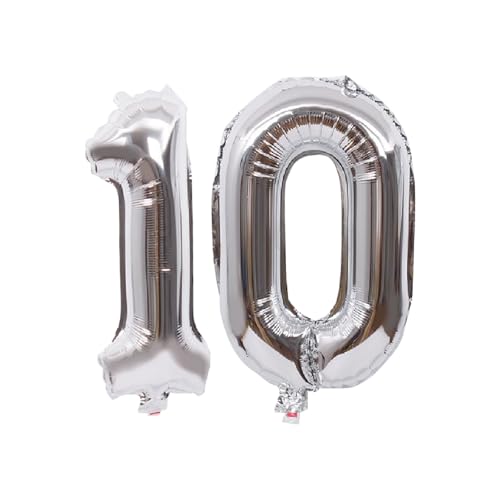 Folienballons für Paten, 40,6 cm, für Kinder und Erwachsene, Geburtstag, Jahrestag, Party-Dekorationen, Zubehör für den Heimgebrauch (Silber, Nummer 10) von GODFATHER LTD PARTY EVERY DAY