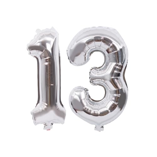Folienballons für Paten, 40,6 cm, für Kinder und Erwachsene, Geburtstag, Jahrestag, Party-Dekorationen, Zubehör für den Heimgebrauch (Silber, Nummer 13) von GODFATHER LTD PARTY EVERY DAY