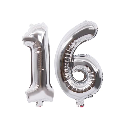 Folienballons für Paten, 40,6 cm, für Kinder und Erwachsene, Geburtstag, Jahrestag, Party-Dekorationen, Zubehör für den Heimgebrauch (Silber, Nummer 16) von GODFATHER LTD PARTY EVERY DAY