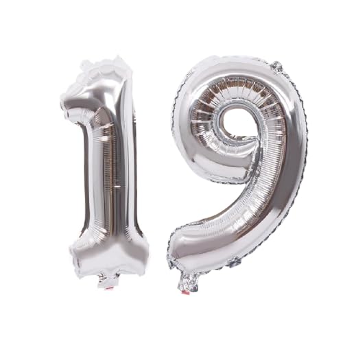 Folienballons für Paten, 40,6 cm, für Kinder und Erwachsene, Geburtstag, Jahrestag, Party-Dekorationen, Zubehör für den Heimgebrauch (Silber, Nummer 19) von GODFATHER LTD PARTY EVERY DAY