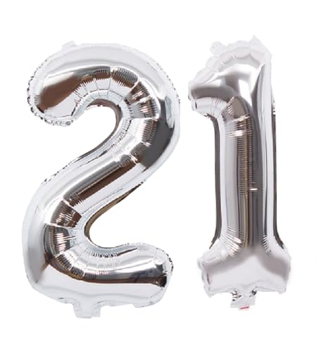 Folienballons für Paten, 40,6 cm, für Kinder und Erwachsene, Geburtstag, Jahrestag, Party-Dekorationen, Zubehör für den Heimgebrauch (Silber, Nummer 21) von GODFATHER LTD PARTY EVERY DAY