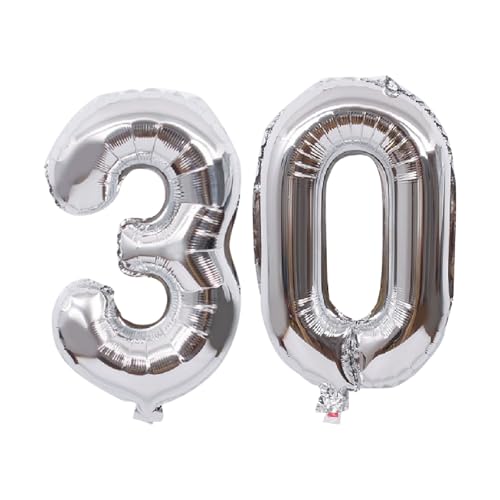 Folienballons für Paten, 40,6 cm, für Kinder und Erwachsene, Geburtstag, Jahrestag, Party-Dekorationen, Zubehör für den Heimgebrauch (Silber, Nummer 30) von GODFATHER LTD PARTY EVERY DAY