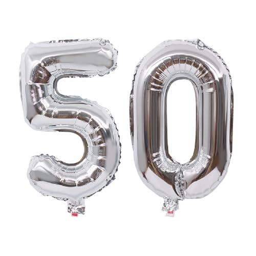 Folienballons für Paten, 40,6 cm, für Kinder und Erwachsene, Geburtstag, Jahrestag, Party-Dekorationen, Zubehör für den Heimgebrauch (Silber, Nummer 50) von GODFATHER LTD PARTY EVERY DAY