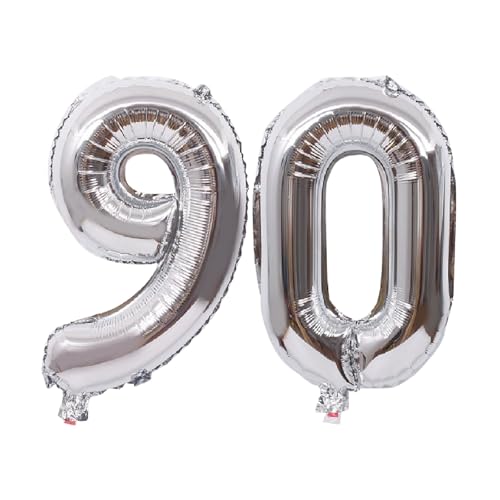 Folienballons für Paten, 40,6 cm, für Kinder und Erwachsene, Geburtstag, Jahrestag, Party-Dekorationen, Zubehör für den Heimgebrauch (Silber, Nummer 90) von GODFATHER LTD PARTY EVERY DAY