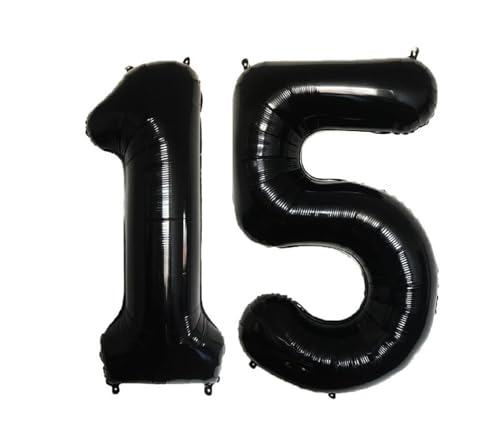 Folienballons für Patenvater, 40,6 cm, für Kinder und Erwachsene, Geburtstag, Jahrestag, Party-Dekorationen, Zubehör für den Heimgebrauch (Schwarz, Nummer 15) von GODFATHER LTD PARTY EVERY DAY