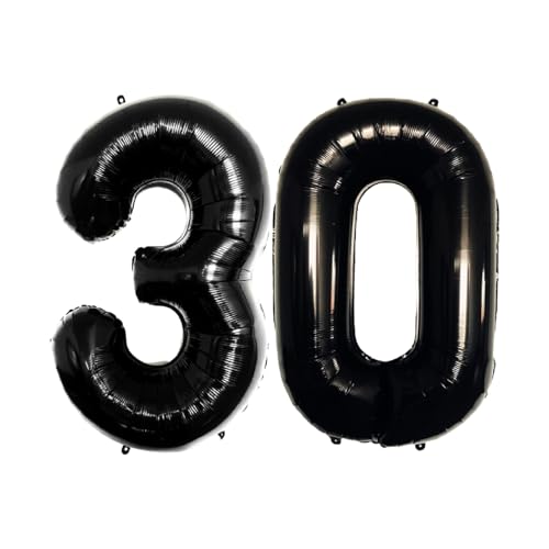 Folienballons für Patenvater, 40,6 cm, für Kinder und Erwachsene, Geburtstag, Jahrestag, Party-Dekorationen, Zubehör für den Heimgebrauch (Schwarz, Nummer 30) von GODFATHER LTD PARTY EVERY DAY