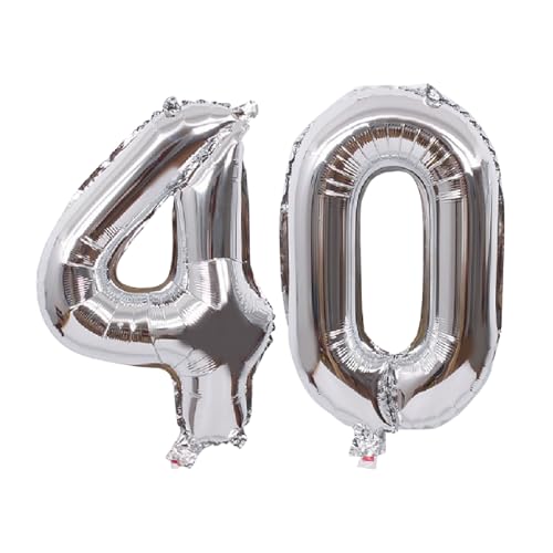 Folienballons für Patenvater, 40,6 cm, für Kinder und Erwachsene, Geburtstag, Jahrestag, Party-Dekorationen, Zubehör für den Heimgebrauch (Silber, Nummer 40) von GODFATHER LTD PARTY EVERY DAY