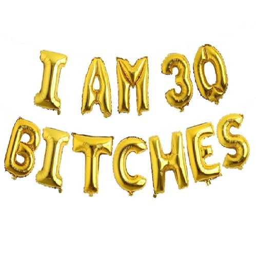 Folienballons mit Aufschrift "Godfather 40.6 cm Words Phrases Theme Party Alphabet Buchstaben Folienballon Banner zur Dekoration (Gold, I am 30 Bitches) von GODFATHER LTD PARTY EVERY DAY