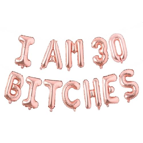 Folienballons mit Aufschrift "Godfather 40.6 cm Words Phrases Theme Party Alphabet Buchstaben Folienballon Banner zur Dekoration (Roségold, I am 30 Bitches) von GODFATHER LTD PARTY EVERY DAY