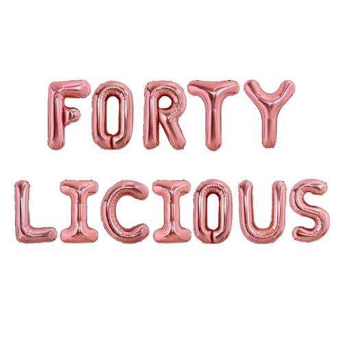 Folienballons mit Aufschrift "Godfather 40.6 cm Words Phrases Theme Party Alphabet Letters Foil Party Balloon Banner For Decoration (Rose Gold, Fourty Licious) von GODFATHER LTD PARTY EVERY DAY