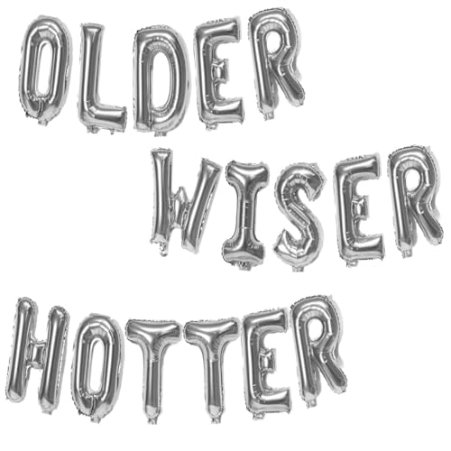Folienballons mit Aufschrift "Godfather 40.6 cm Words Phrases Theme Party Alphabet Letters Foil Party Balloon Banner For Decoration (Silver, Older Wiser Hotter) von GODFATHER LTD PARTY EVERY DAY