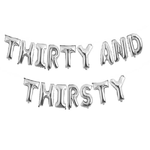 Folienballons mit Aufschrift "Godfather 40.6 cm Words Phrases Theme Party Alphabet Letters Foil Party Balloon Banner For Decoration (Silver, Thirty and Thristy) von GODFATHER LTD PARTY EVERY DAY
