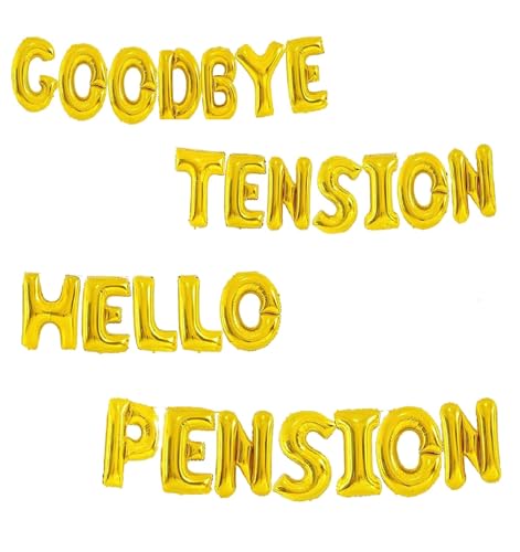 Folienballons mit Aufschrift "Godfather 40.6 cm Words Phrases Theme Party Folienballons Alphabet Buchstaben Folienballon Banner zur Dekoration (Gold, Good Bye Tension Hello Pension) von GODFATHER LTD PARTY EVERY DAY