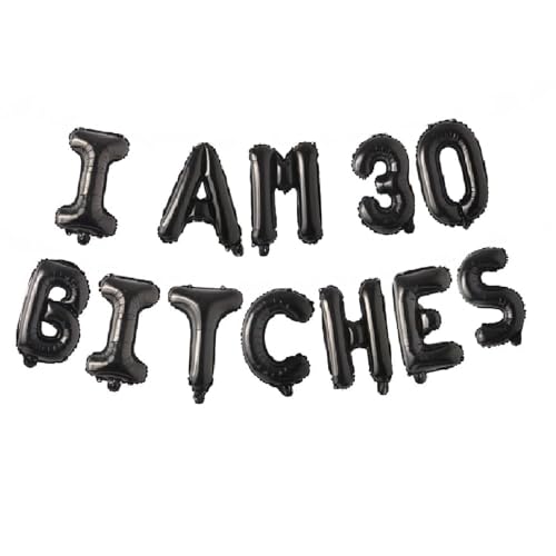 Folienballons mit Aufschrift "Godfather 40.6 cm Words Phrases Theme Party Folienballons Alphabet Buchstaben Folienballon Banner zur Dekoration (schwarz, I am 30 Bitches) von GODFATHER LTD PARTY EVERY DAY