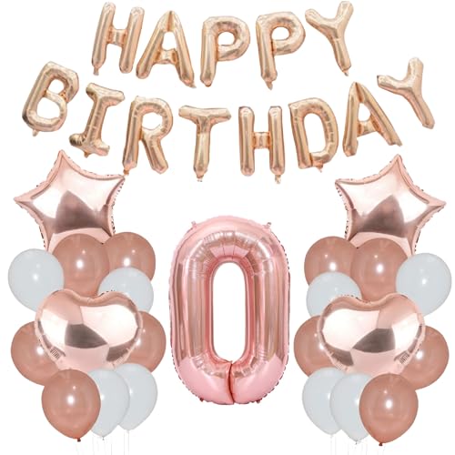 Godfather 40,6 cm Happy Birthday Set Stern Herz und Zahl Folienballons 12 Zoll Einfarbig Ballons für Partydekorationen Feiern Überraschungsveranstaltungen (Roségold, Nummer0) von GODFATHER LTD PARTY EVERY DAY