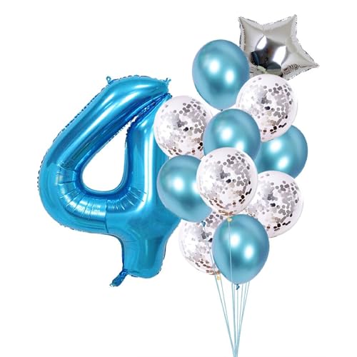 Patenfolie, 1 Sternfolie, 5 Stück Konfetti und 5 einfarbige Luftballons, Combo mit gratis 10 m, Band für Party-Dekoration für Innen- und Außendekoration, Blau, Nr. 4 von GODFATHER LTD PARTY EVERY DAY