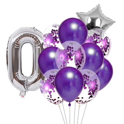 Patenfolie, 1 Sternfolie, 5 Stück Konfetti und 5 einfarbige Luftballons, Combo mit gratis 10 m, Band für Party-Dekoration für Innen- und Außendekoration, Lila, Nr. 0 von GODFATHER LTD PARTY EVERY DAY